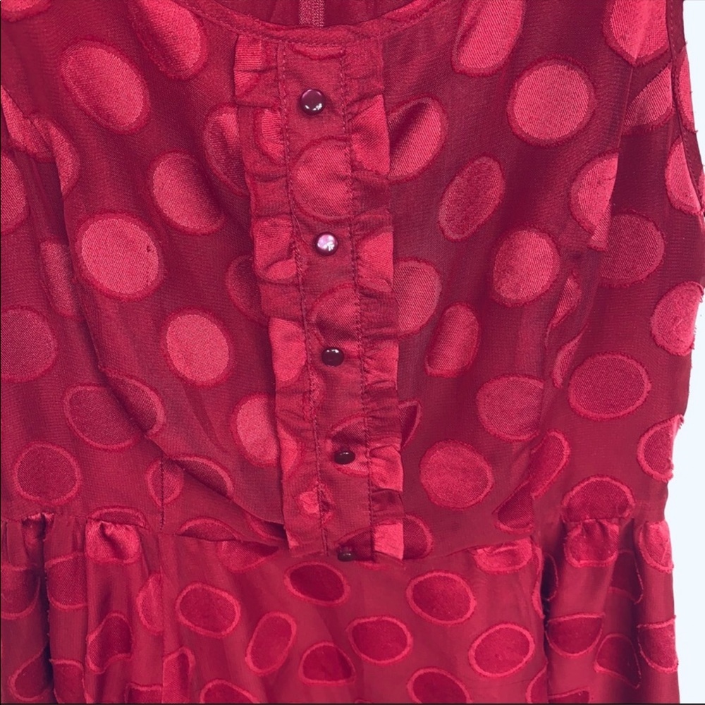 Disney Burgundy Polka Dot Mini Dress - Picture 2 of 8